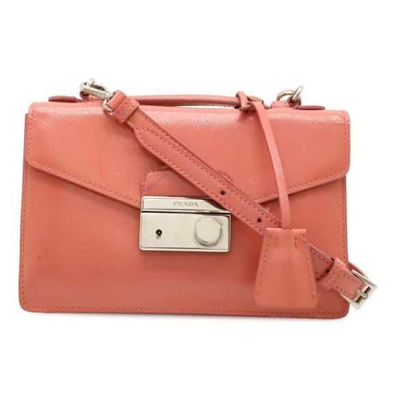 PRADA Pink Leather Saffiano Shoulder Bag - Picture 1 of 10